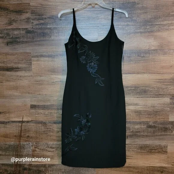 Donna Morgan | Dresses | Donna Morgan Sheath Dress Size 6 Floral Embroidered  Black Feminine Ethereal | Poshmark
